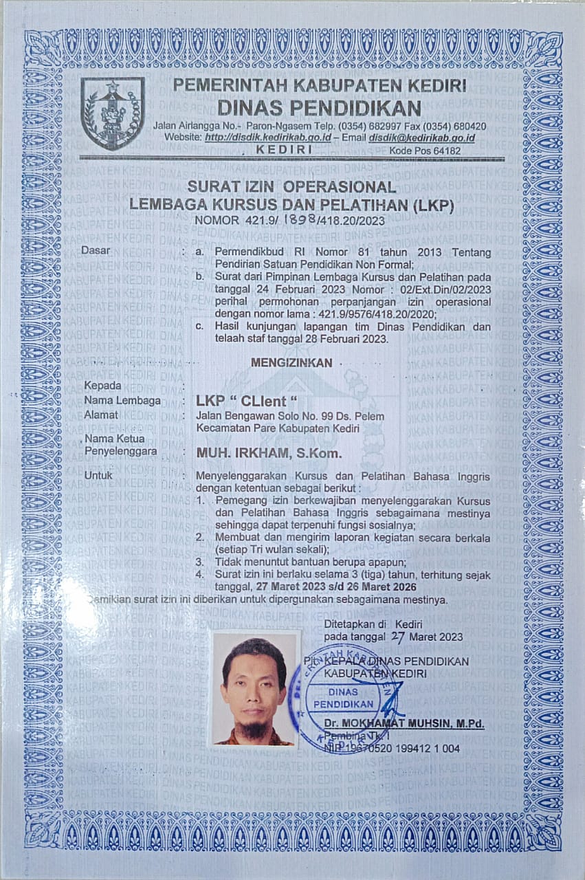 Surat ijin DIknas Kediri